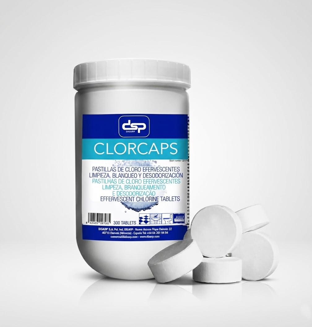 Lejía en pastillas. Clorcaps pack de 4 unidades 1200 pastillas limpiadoras efervescentes, blanqueadoras y eliminadora de olores. 4 kg.