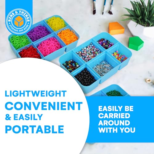 Image of Bins & Things Multi-Compartment Stackable Craft Storage Box with Dividers - Plastic Nail Polish Organizer, Storage Containers for Beads, Sewing Supplies, Art Organizers and Storage - Blue