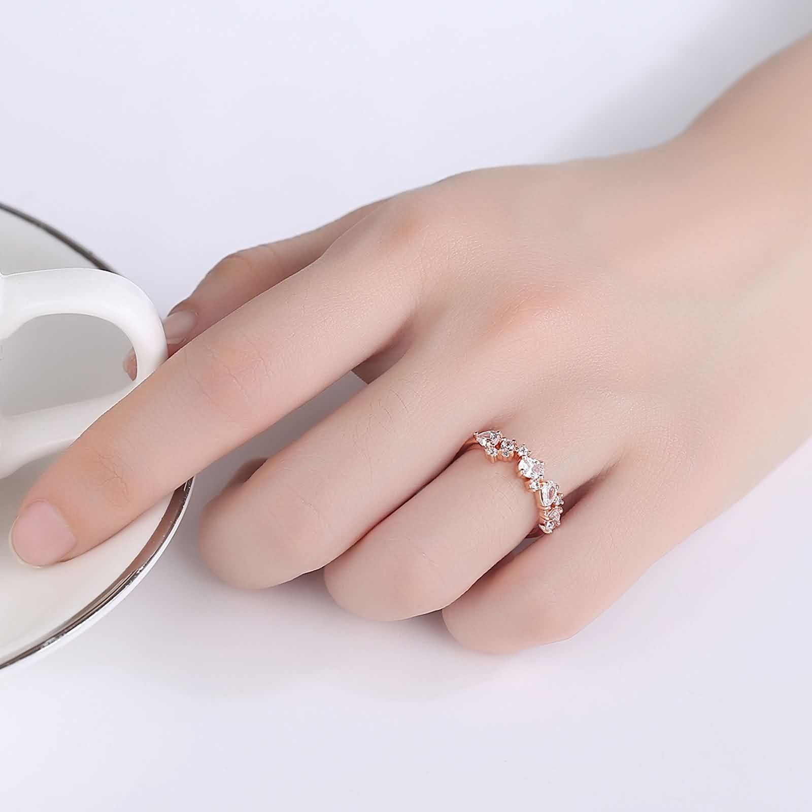 Obrączki ślubne z żółtego złota 9K / 14K / 18K, owalne i krople wody z moissanite, obrączki ślubne zaręczyny damskie pierścionki złote
