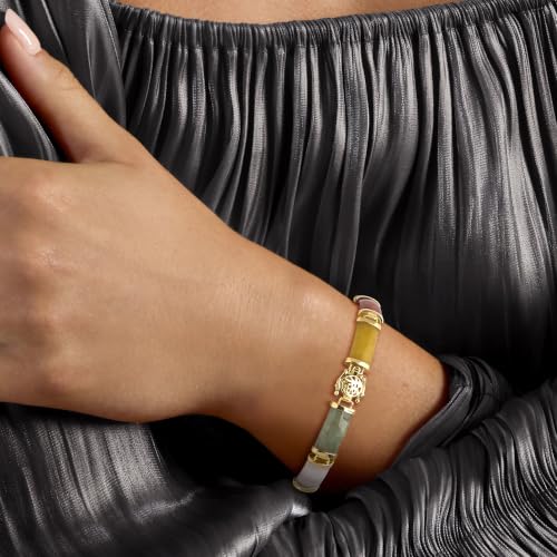 Image of Ross-Simons Good Fortune Jade Bracelet in 18kt Gold Over Sterling