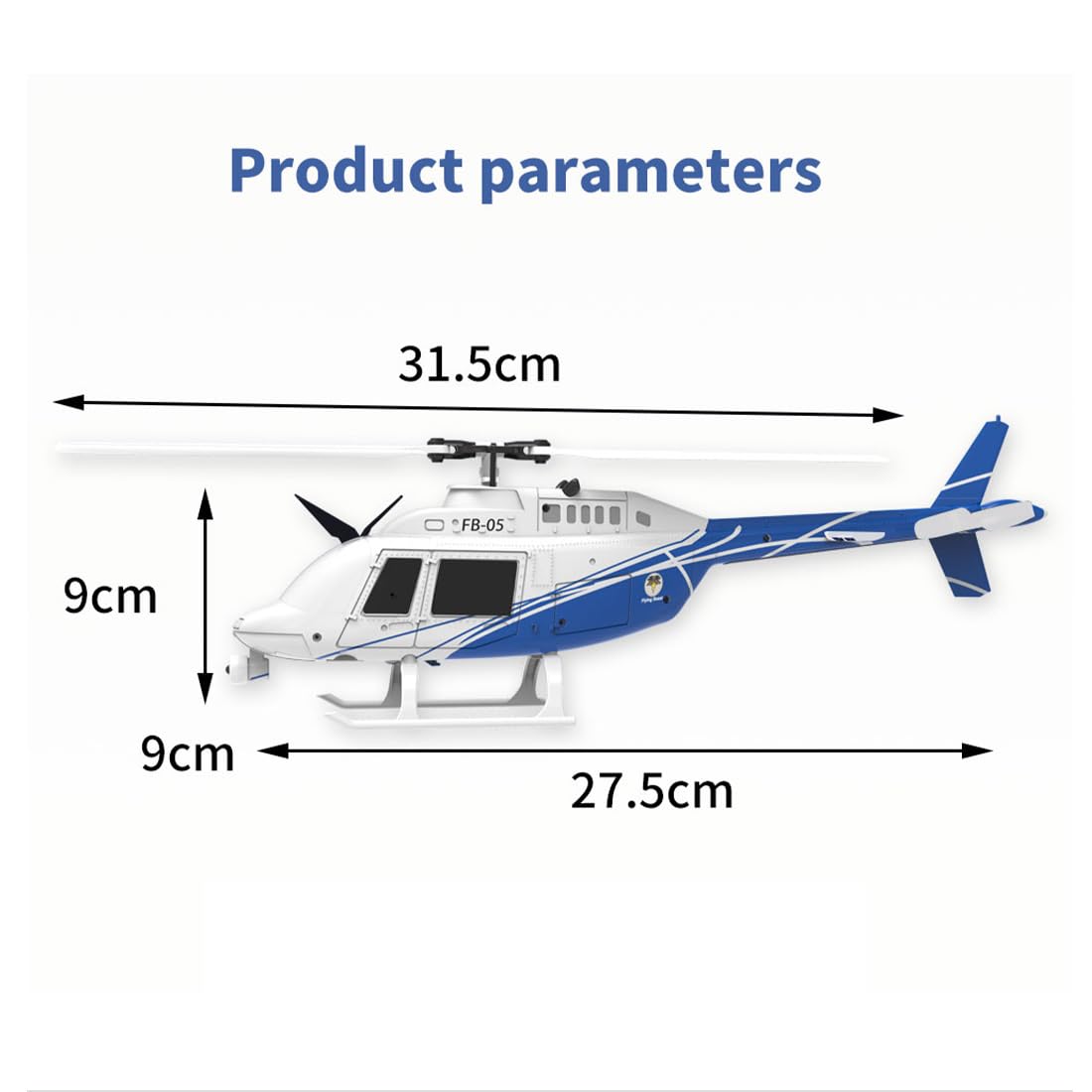 FB-05 2,4G RC Hubschrauber Mit Optical Flow Positionierung, Höhenhaltung, LED Navigationslicht Und Schwebefunktion Ferngesteuertes Flugzeug Helicopter Für Anfänger -Blau/2 Batterie