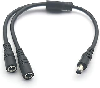 YSJJZRL 30cm 12V 10A DC 5.5 * 2.1mm 1 Male/Female to 2 Male/Female 5.5mm x 2.1mm DC Power Extension Adapter Cable (Male to 2 Female)