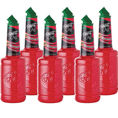 Finest Call Premium Watermelon Fruit Puree Drink Mix, 1 Liter Bottle (33.8 Fl Oz), Pack of 6