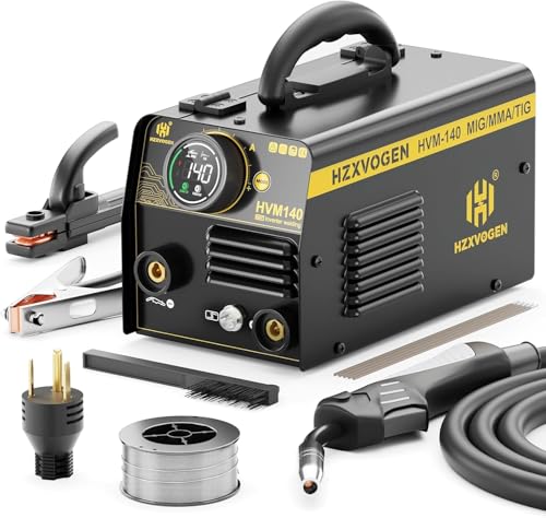 Image of H HZXVOGEN 140A MIG Welder, 110V/220V Dual Voltage, Flux Core MIG/Lift TIG/Stick 3-in-1 Welding Machine with Synergic, IGBT Inverter, Portable Welder