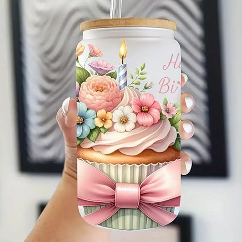 4 peças de laço floral de bolo de aniversário UV DTF adesivos de transferência à prova d'água para