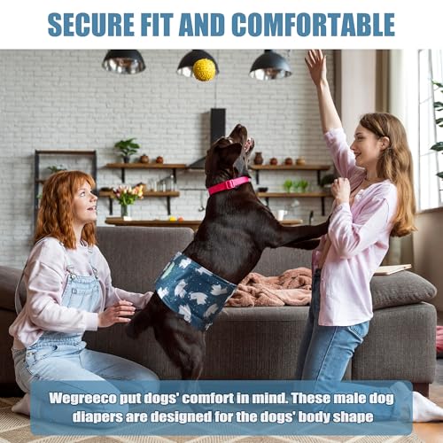 Image of Wegreeco Washable Dog Diaper Male (Pack of 3) - Washable Male Dog Belly Wrap (Alpacas, Small)