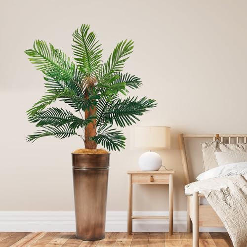 KOL-6FT-Artificial-Palm-Tree-with-Galvanized-Steel-Bronze-Tall-Planter-Realistic-Fake-Silk-Faux-Tropical-Areca-Plants-Dypsis-Lutescens-Plants-Elegant-Home-Office-Porch-Indoor-Outdoor-Decor KOL 6FT Artificial Palm Tree with Galvanized Steel Bronze Tall Planter Realistic Fake Silk Faux Tropical Areca Plants Dypsis Lutescens Plants Elegant Home Office Porch Indoor Outdoor Decor