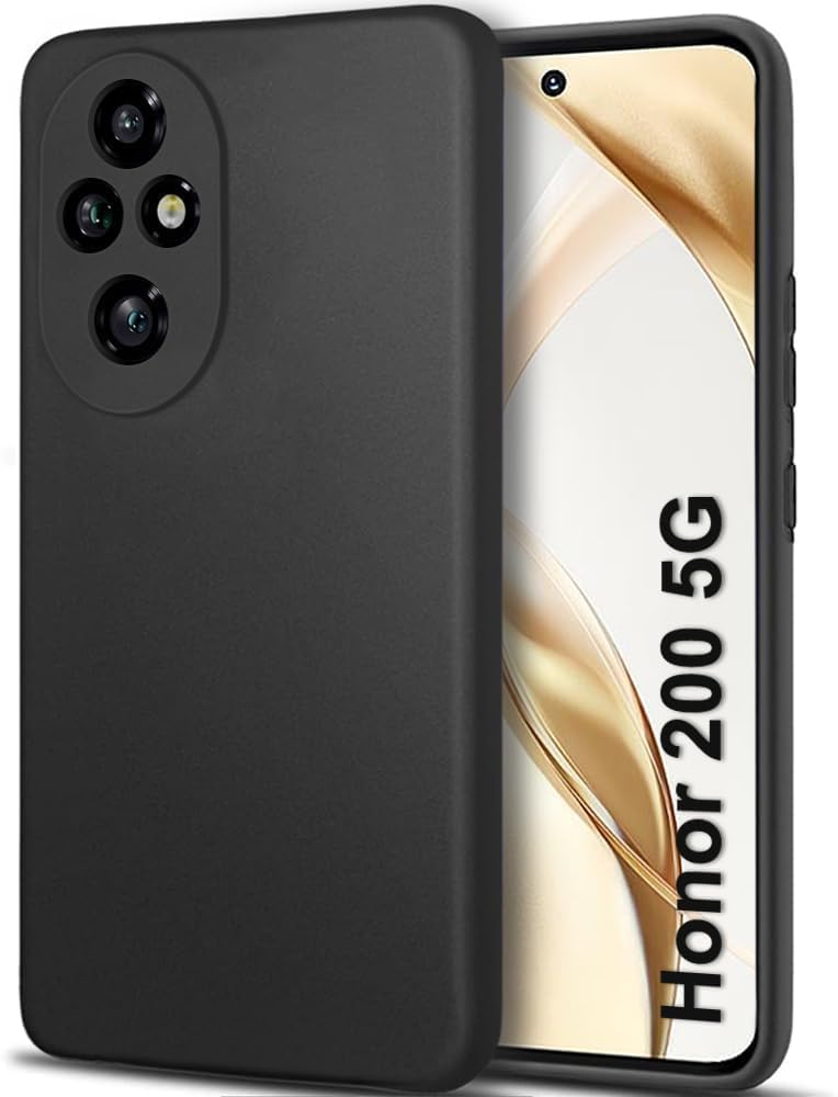 NEW Honor 200 Case, Thin TPU Cover with Camera Protection Anti-Scratch Slim Fit Flexible Phone Case for Honor 200 5G Black