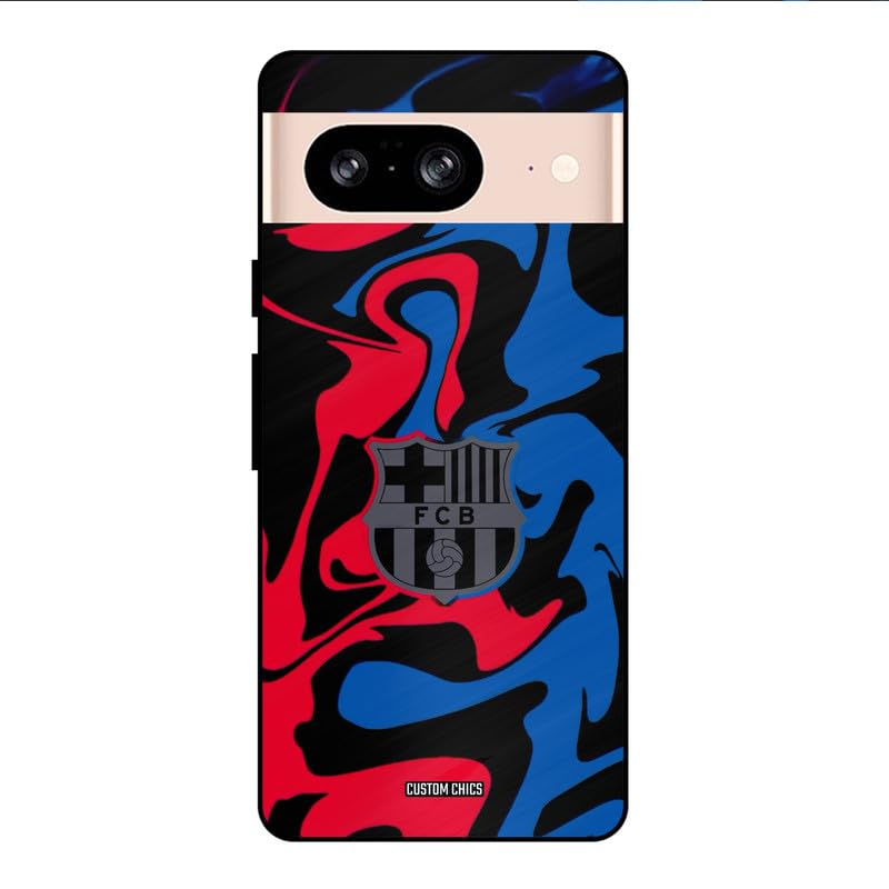 Image of PrintShield FC Barcelona Comic Back Cover for Google Pixel 8, Shockproof Printed Phone Case with Soft TPU Sides & Anti-Slip Grip