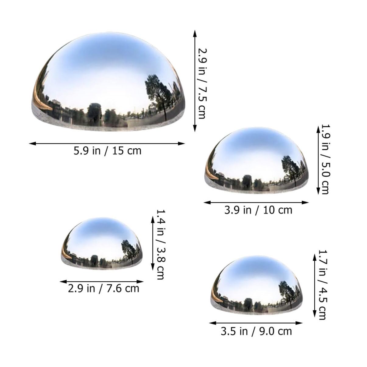 Parliky Outdoor Garden Gazing Balls 4pcs Stainless Steel Reflective Globes Mirror Balls for Yard Contemporary Decorative