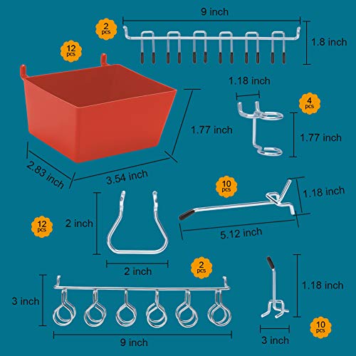 Daanxw 248Pcs Pegboard Accessories Organizer Kit, Pegboard Bins, Pegboard Set For Tools, 1/8 And 1/4 Inch Pegboard Hooks Assortment, Pegboard Bins, Metal Hooks For Hanging Storage (Red) #TOP1