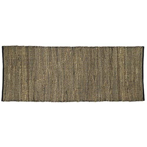 Tapis en jute et coton noir 80x200cm anti-salissure pour couloir