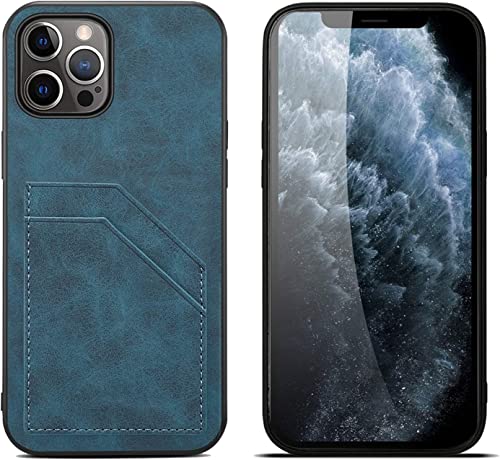 Coque iPhone 12 Pro Max fine en cuir PU bleu antichoc