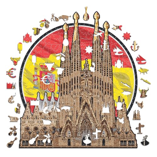 Iconic Puzzles - Sagrada Familia, Monuments emblématiques, Puzzle en Bois 100% éco-Durable,...