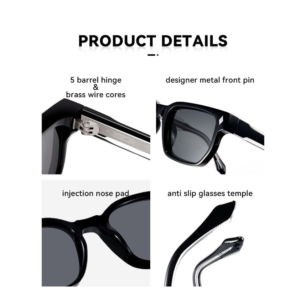 Retro-Sonnenbrille mit Nieten, rechteckig, UV400-Schutz