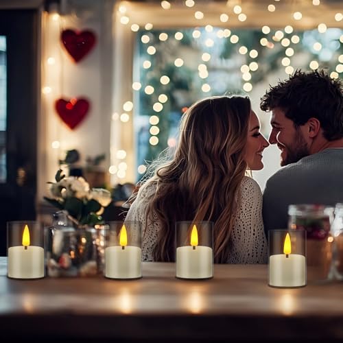 Image of 12-Pack Ivory Flameless LED Tea Light Candles with Clear Acrylic Holders & Remote, Flickering Battery Operated Tea Lights with 2 /4 /6 /8 Hour Timer for Weddings, Home Decor, Parties & Centerpieces