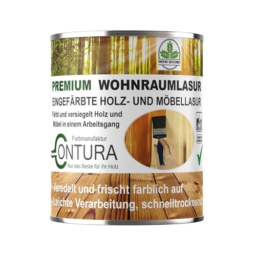 Contura Wohnraumlasur Holzfarbe 750ml Möbellasur Lackbeize Möbellack Lacklasur Holzlack Wohnraum-Lasur Innenlasur (07 Kiefer-Pinie) Farbmanufaktur CONTURA Nur das Beste für ihr Holz