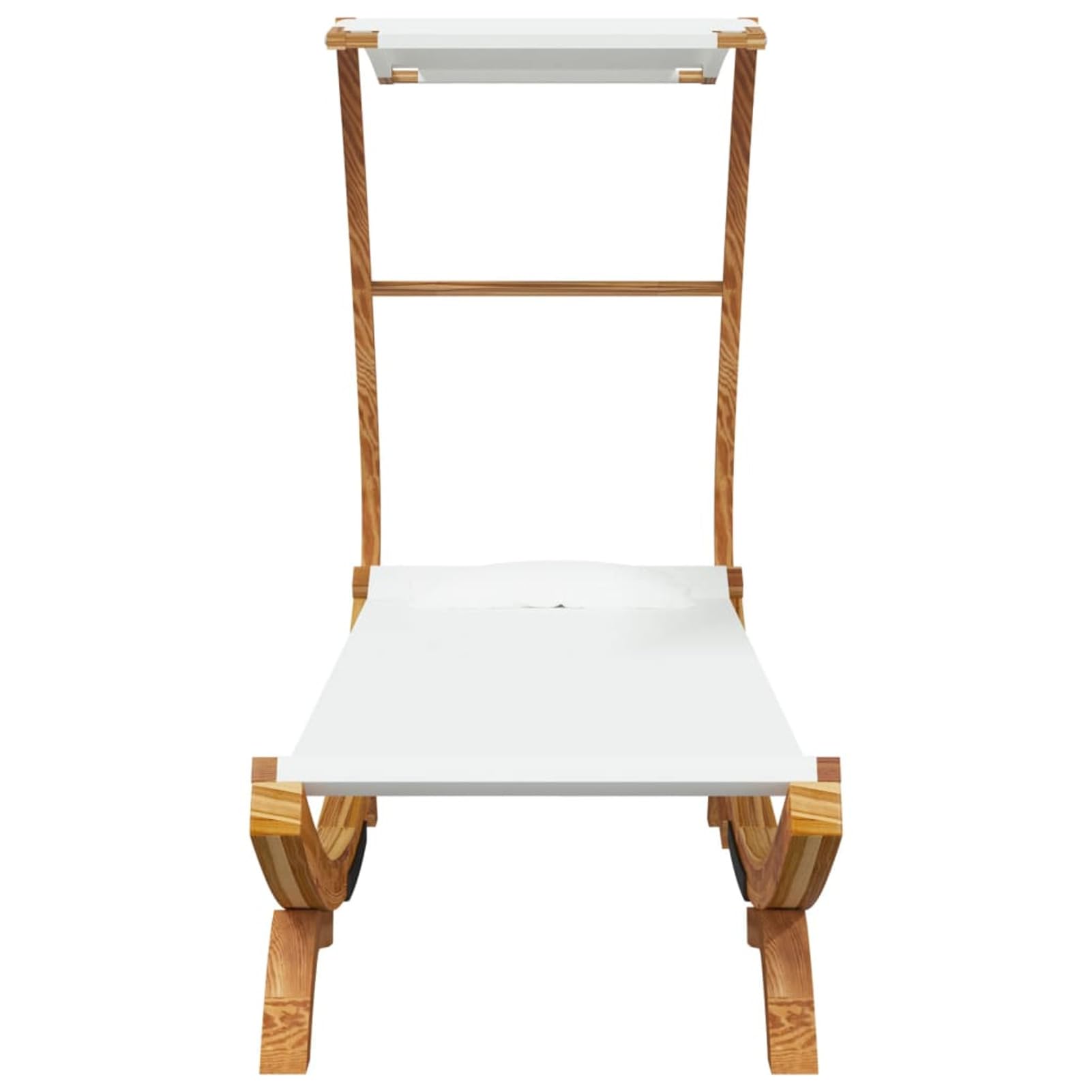 Homgoday Letto Riposo con Baldacchino 100 x 190 x 134 cm Legno Curvo Massiccio Crema, Bagno di Sole da Giardino, Letto da Campeggio per Spiaggia, Esterno, Balcone, Terrazza