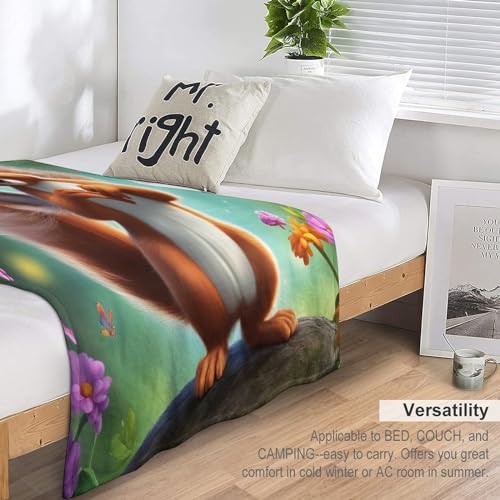Manta de franela con ardillas de 150x200 cm para cama y sofá 7
