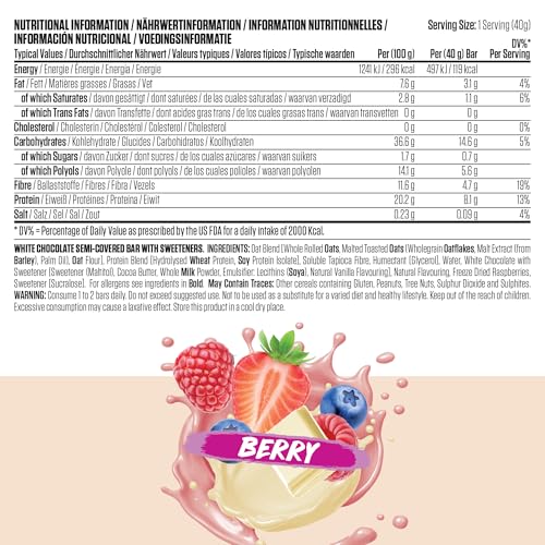 BodyFuel High Protein Flapjack - 8g Protein, Low Sugar, High Fiber Snack for Pre-Workout & Post-Workout Recovery (Berry)(12 x 40g) - Image 3