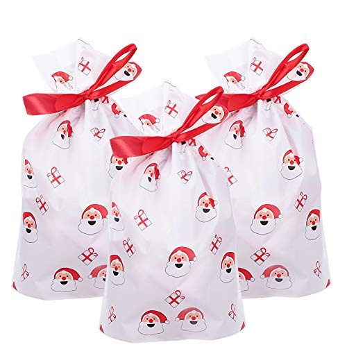 Sacos de presente de Natal, 50 peças pacote de presente para o presente de Natal rena vermelho do dia de festa doces saco material plástico sacos de presentes de Natal para o aniversário E