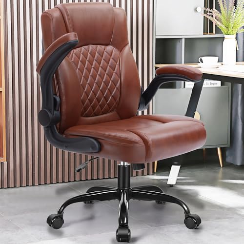 Image of Leather Office Chair, PU Home Computer Desk Chairs with Ergonomic Back Support, 360Swivel Free,Small Gaming Chair with Wheels and Adjustable Armrests, for Short People Use