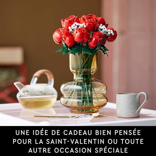 LEGO Botanicals Le Bouquet de Roses - Fleurs Artificielles - Set de Construction pour Adulte - Cadeau pour Femme ou Homme Passionné(e) de Plantes - Accessoires de Décoration de Noël 10328