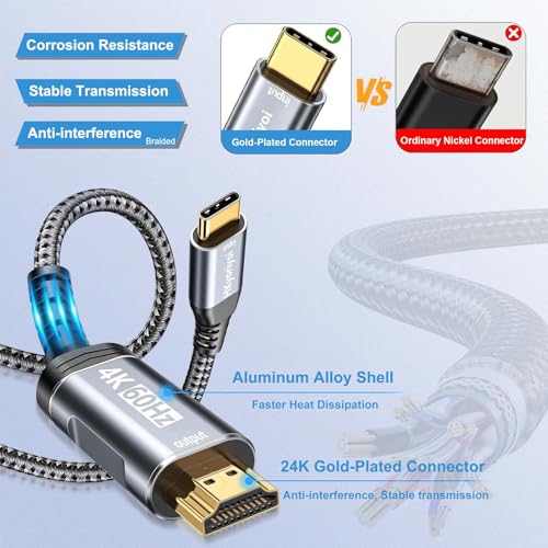 Cable USB C a HDMI con tecnología Thunderbolt y nylon trenzado 2