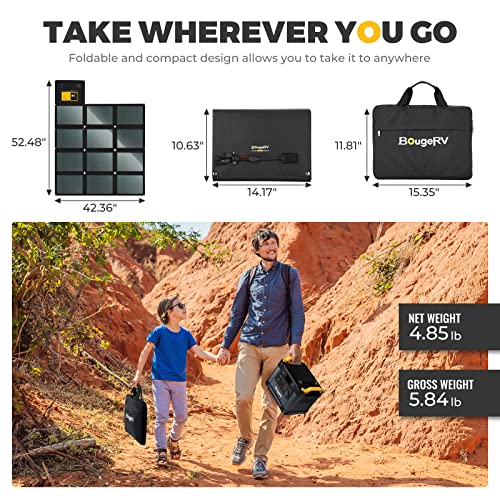 Bougerv Paso 100W Cigs Portable Solar Panel - Foldable Solar Panel Power Charger With Carry Bag For Explorer Power Station,Ip65 Water & Dustproof Design For Outdoor Camping Travel, Or Backyard Use #TOP3