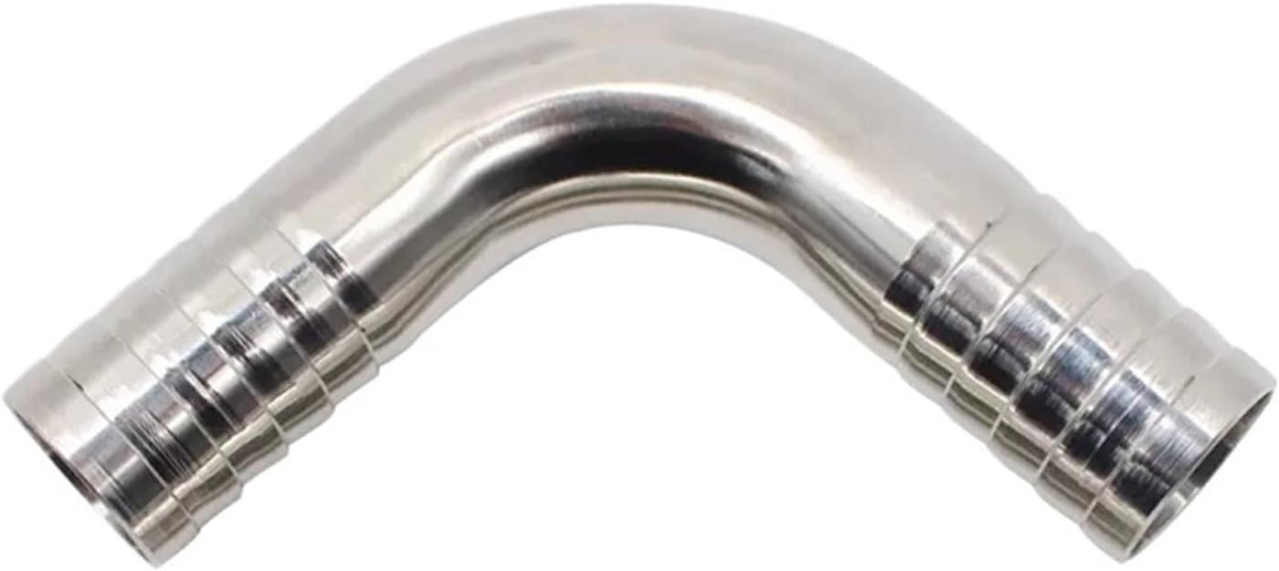 12.7 14 16 19 25 32 38mm Hose Barb 304 Stainless Steel 90 Degree Elbow Bend Hosetail Pipe Fitting Connector Water Gas Oil(12.7mm)