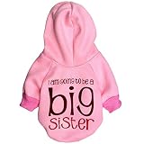 Rdc Pet Fleece Dog Hoodies, Apparel,'Big Sister' Patterns Basic Hoodie Sweater, Cotton Jacket Coat for Small Dog & Medium Dog & Cat (Pink) (L)