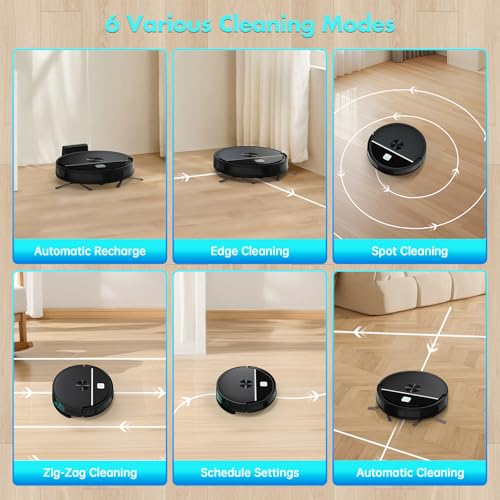 Image of ECOHOME Robot Vacuum and Mop Combo,3500Pa Powerful Suction, with Wi-Fi /App /Remote,2 in 1 Mopping Robot Vacuum Cleaner,Dustbin and Watertank, for Pet Hair,Hard Floors and Low Pile Carpet,Black