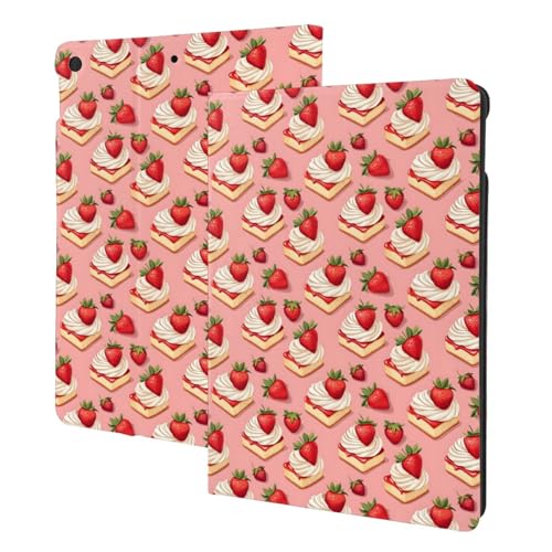 Housse iPad 10.2 motif gâteau aux fraises étui de protection esthétique
