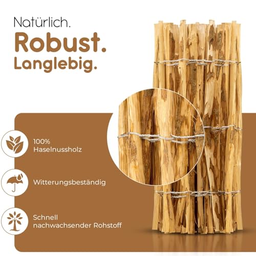 BooGardi Staketenzaun 80 cm hoch · Holz-Zaun Garten in 14 Größen · Gartenzaun Holz Sichtschutz · Jägerzaun Teichzaun Holzzaun Bauernzaun · 80cm x 5m · Lattenabstand 3-5cm