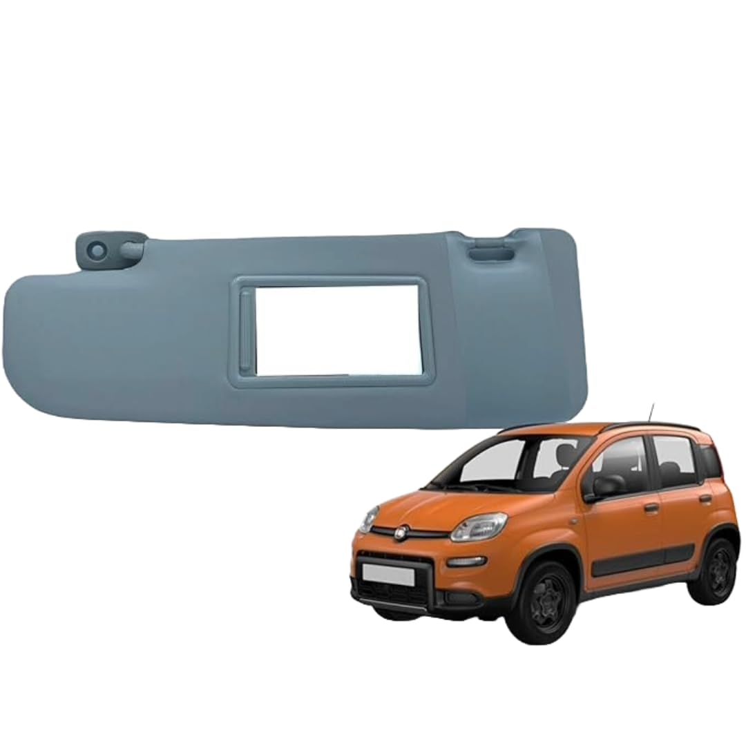 PANTINA ALETTA PARASOLE FIAT PANDA 312 DAL 2012: Parasole laterale sinistro con specchio, Tessuto/Plastica grigia, Minimalista, Compatibile con Automobile