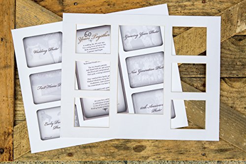 60Th Anniversary Collage Picture Frame - 11”X14” Photo Wall Frame With 6 (3” X 2.75”) Openings And A Beautiful Poem Displayed In Center - “60 Years Together” #TOP1