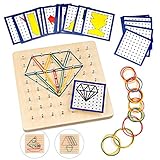 O-Kinee Géoboard en Bois avec Cartes de Motifs D'activité et Rubber Band,...