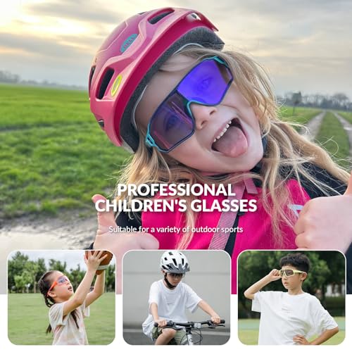 ROCKBROS Kids Photochromic Cycling Glasses, UV400 Clear to Dark Transition Sports Sunglasses for Youth Boys Girls Age 8-14, Glossy Grey / Photochromic, Medium by ROCKBROS - Image 6