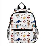 →【Verstellbare Träger】 Der Schultergurt des Kleinkindrucksacks ist verdickt, um Stress abzubauen und die Schultern bequemer zu machen. Einfache Einstellung der Riemenlänge. 2 Seitentaschen, Platz für Kindertassen oder -flaschen, süße Schulrucksäcke bequem und umweltfreundlich.