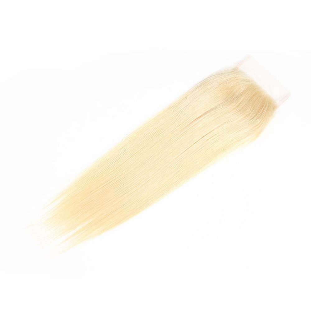 Hair 4x4 Lace Closure 613 Blonde Color 150% Density with Full Baby Hair Swiss Lace Pre Plucked Blonde Lace Closure( 613 Color, 16inches)