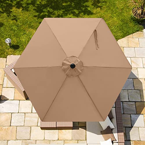 Image of ABCCANOPY 7.5ft Outdoor Umbrella Replacement Top Suit 6 Ribs (Khaki)