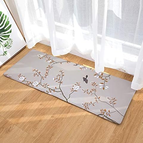 Nunubee Non-Slip Birds and Flowers Doormat Cover