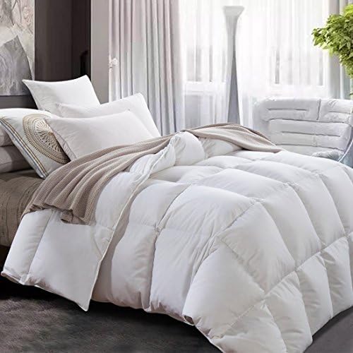 ROYALAY Luxurious All Seasons Lightweight White Goose Feather Down Comforter King Size Duvet Insert, and Breathable Cotton Shell Down Proof with 8 Tabs (King, White)