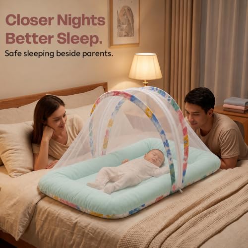 Image of StarAndDaisy 3 in 1 Baby Mosquito net for Sleeping, Mosquito net for Newborn Baby with Washable Design, Soft and Comfortable Bed'