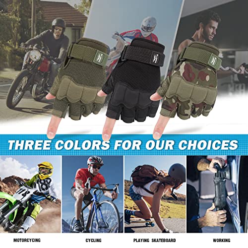 Fioretto Fingerless Tactical Gloves, Airsoft Gloves, Half Finger Military Gloves For Driving, Cycling, Shooting, Hunting, Motorcycle, Climbing, Outdoor Work (Black, S) #TOP4