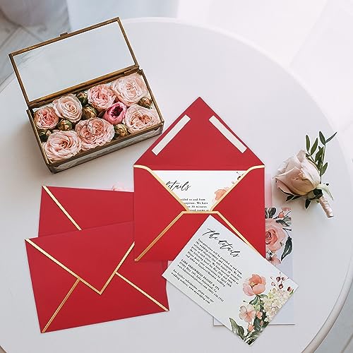 50 Pack 4x6 Envelopes Self Seal, Red 4x6 Envelopes for Invitations with Self-Adhesive A6 Envelopes Self Seal for Weddings, Invitations, Photos, Postcards, Greeting Cards Mailing,Graduation by XHKDSYMC - Image 4