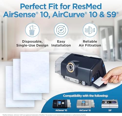 resplabs CPAP 필터, ResMed AirSense 10 및 AirCurve 10-60팩 일회용 교체 필터 - S9 시리즈에도 적합 - 1년 이상 분량 — 사진 2