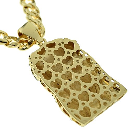 Bling Cartel Jesus Piece Iced Pendant Gold Finish 33" Chain Cuban Link 15 Mm Hip Hop Necklace #TOP1