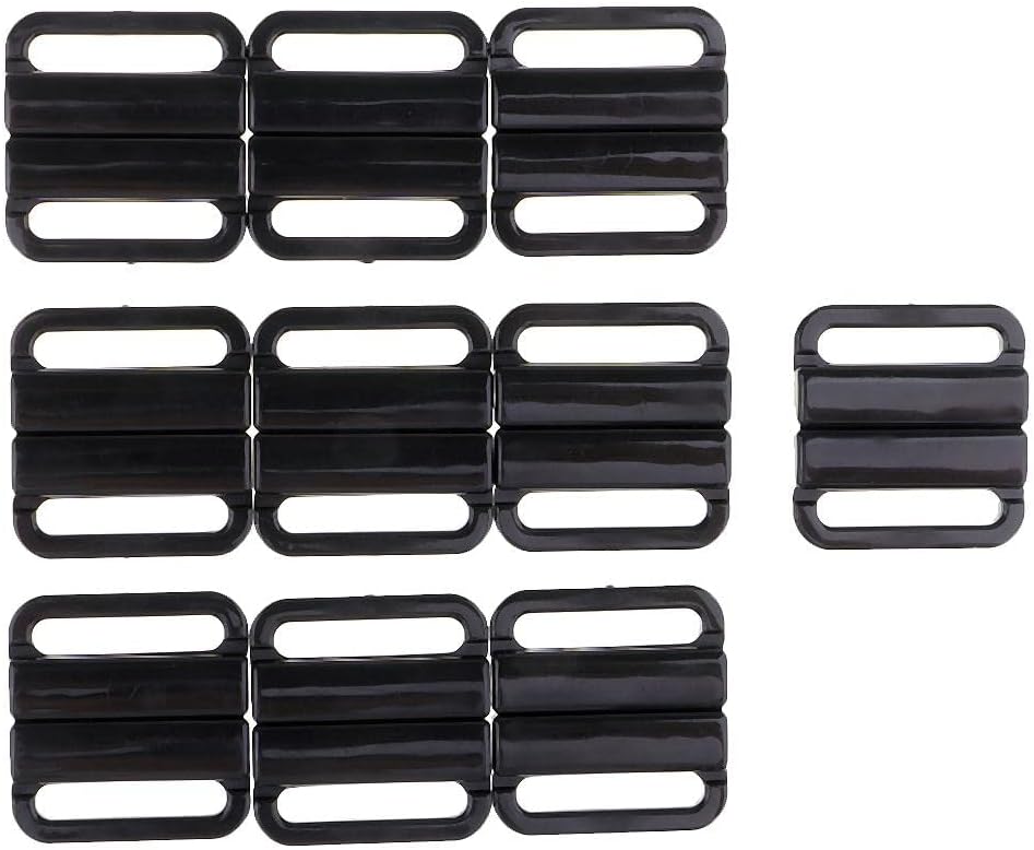 Baoblaze 10 Sets Plastic Clasp Bra Strap Closure Sewing Clip Hooks, Black, 33mm