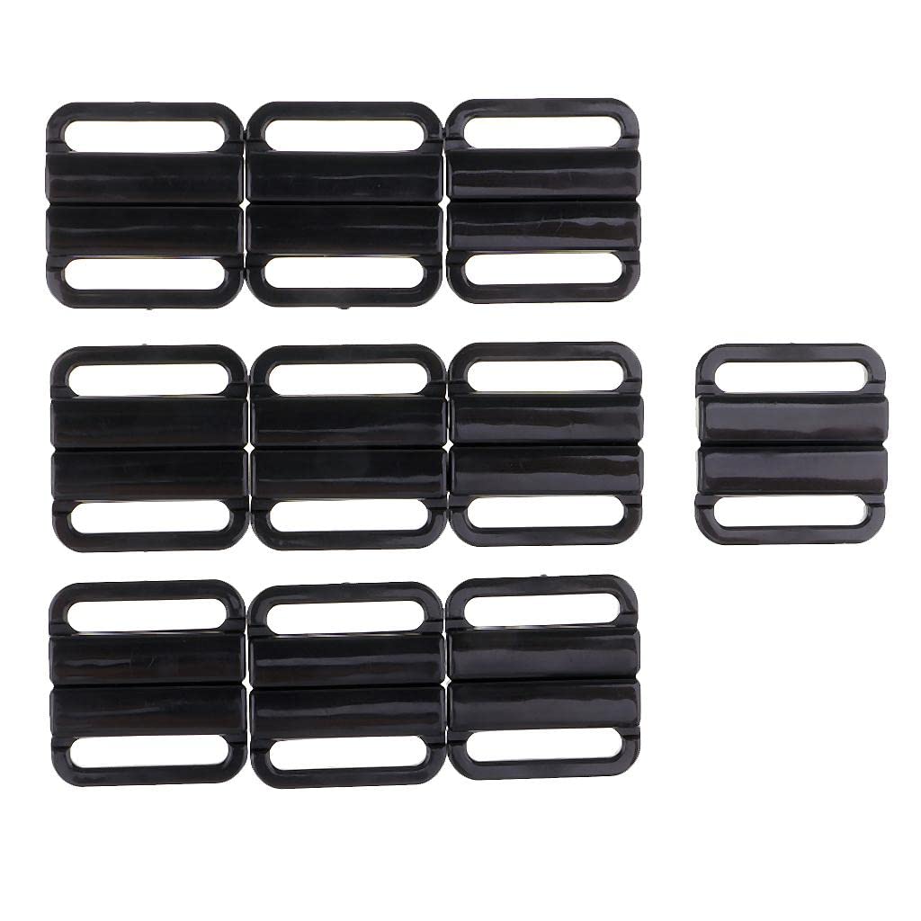 Baoblaze 10 Sets Plastic Clasp Bra Strap Closure Sewing Clip Hooks, Black, 33mm